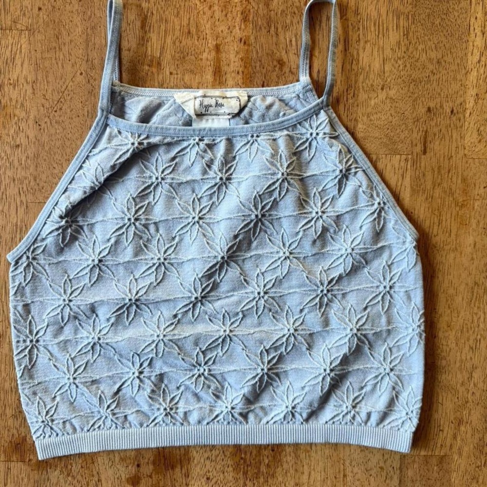 Hippie Rose Blue Crop Tank Size M‎